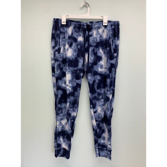 Old Navy Womens Large Jogger Active High Rise Pockets Blue Tie Dye Stretch Soft - Picture 1 of 12